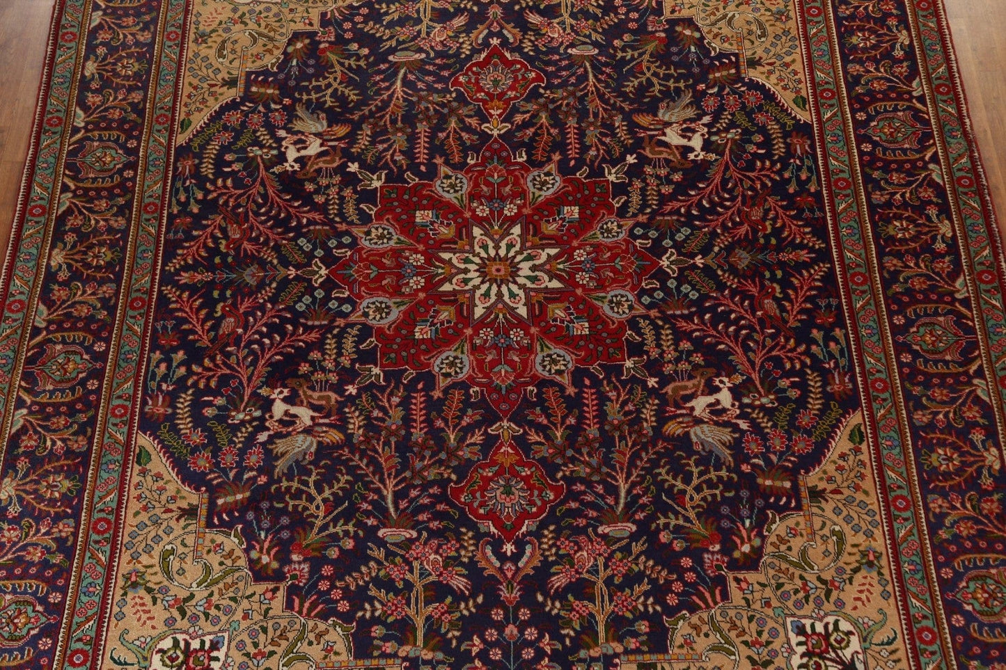 Vintage Floral Wool Tabriz Persian Area Rug 10x13