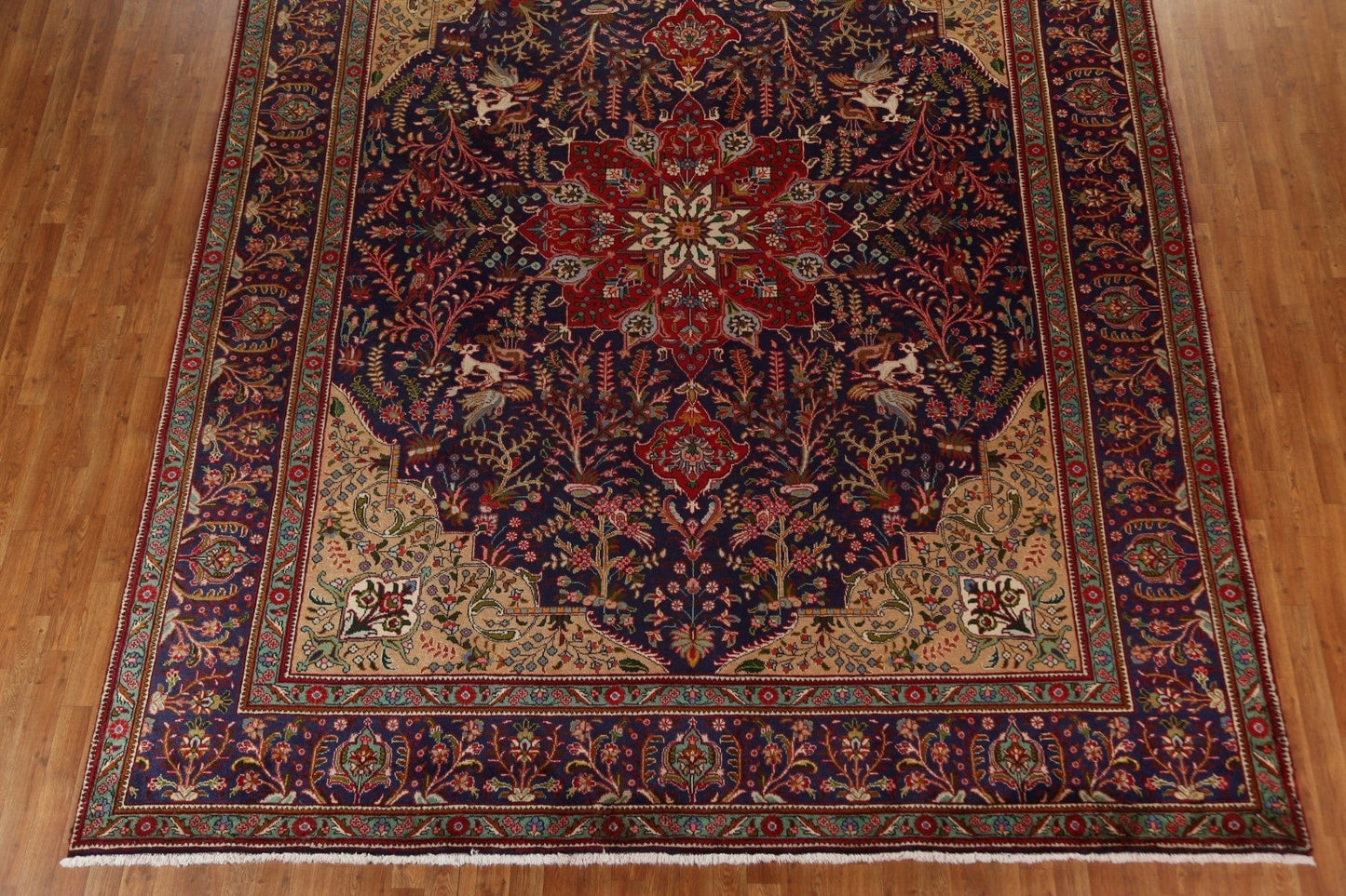 Vintage Floral Wool Tabriz Persian Area Rug 10x13