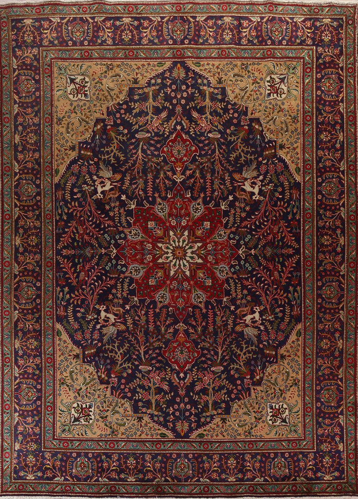 Vintage Floral Wool Tabriz Persian Area Rug 10x13