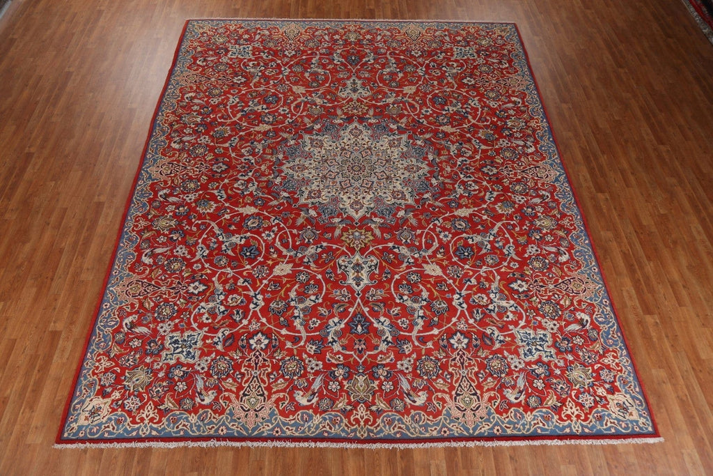 Vintage Red Floral Isfahan Persian Area Rug 10x13