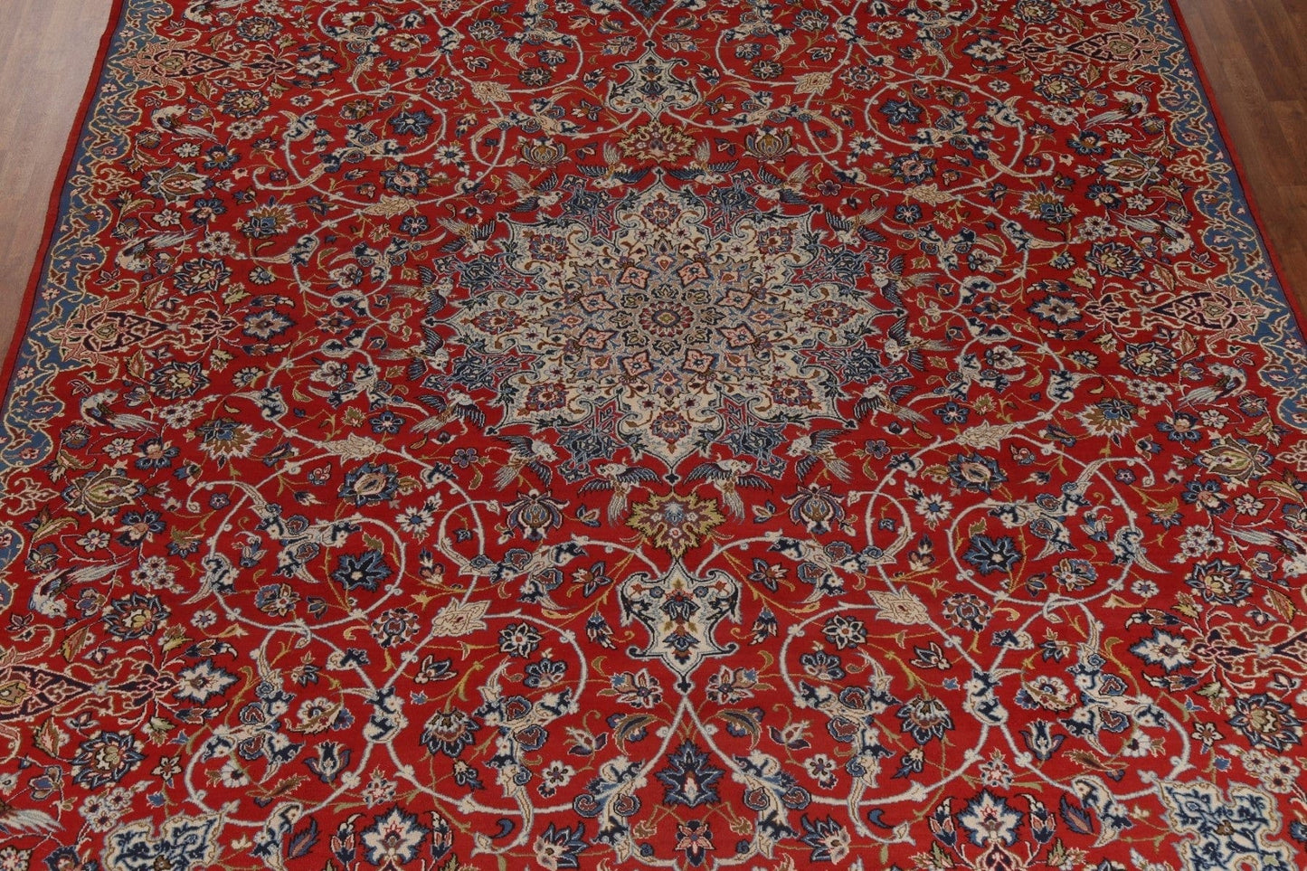 Vintage Red Floral Isfahan Persian Area Rug 10x13