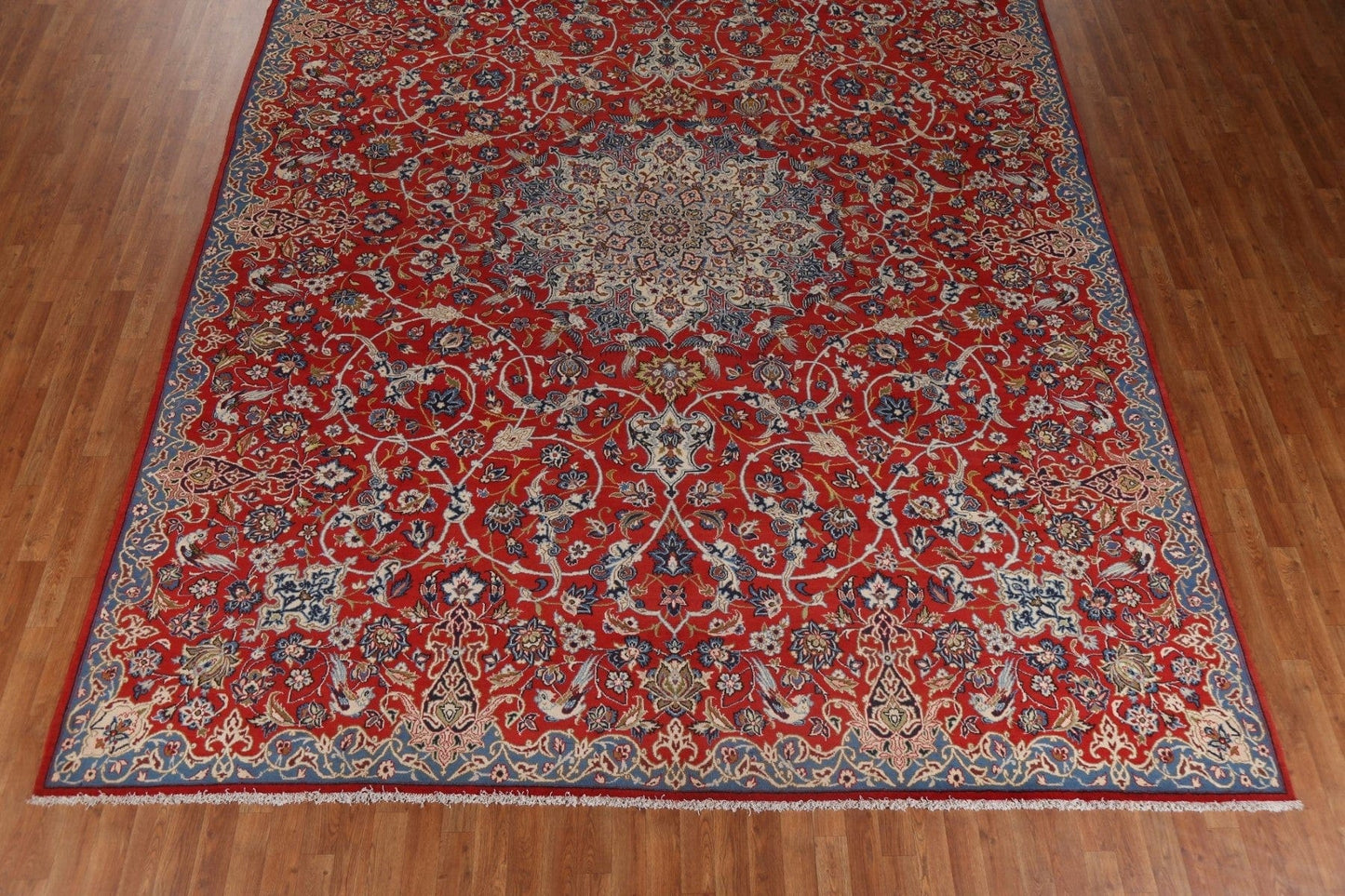 Vintage Red Floral Isfahan Persian Area Rug 10x13