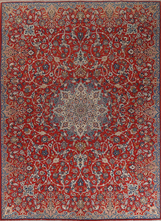 Vintage Red Floral Isfahan Persian Area Rug 10x13