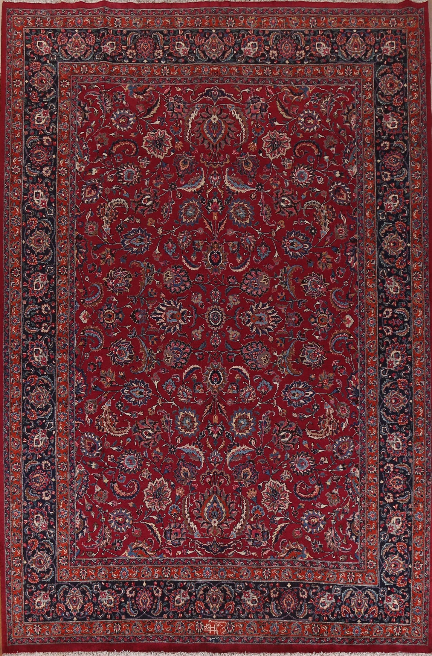 Vegetable Dye Red Mashad Persian Area Rug 10x13