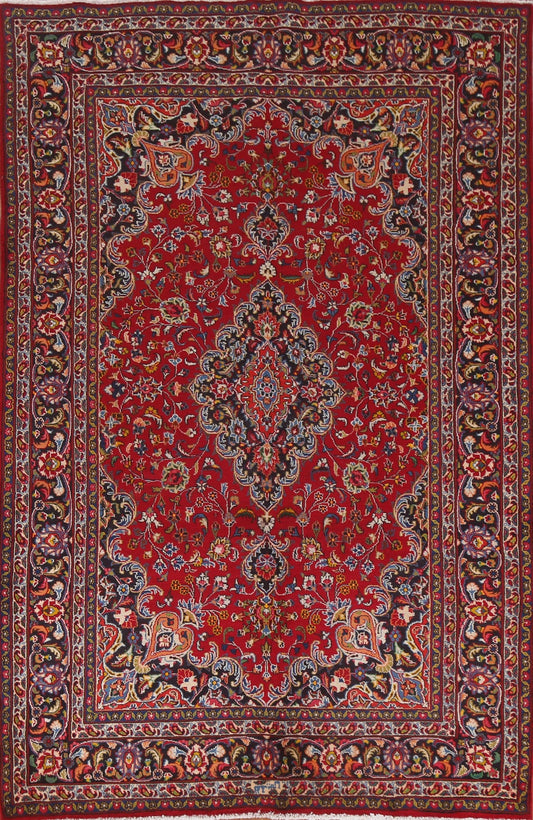 Handmade Red Mashad Persian Area Rug 6x10