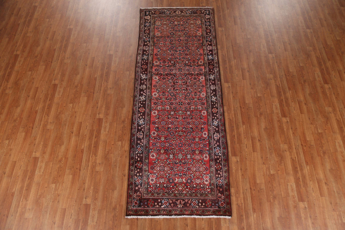 Geometric Hamedan Persian Runner Rug 4x10