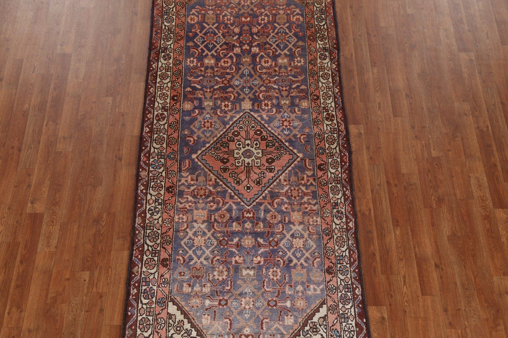 Vintage Wool Hamedan Persian Runner Rug 4x10