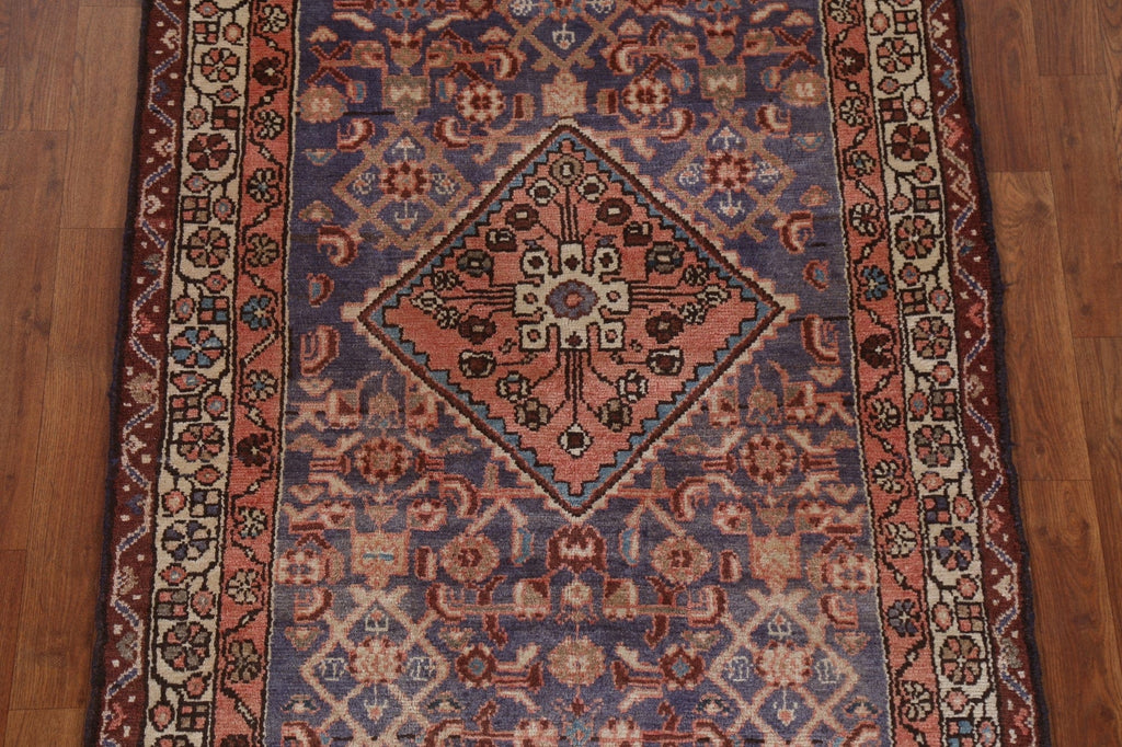 Vintage Wool Hamedan Persian Runner Rug 4x10