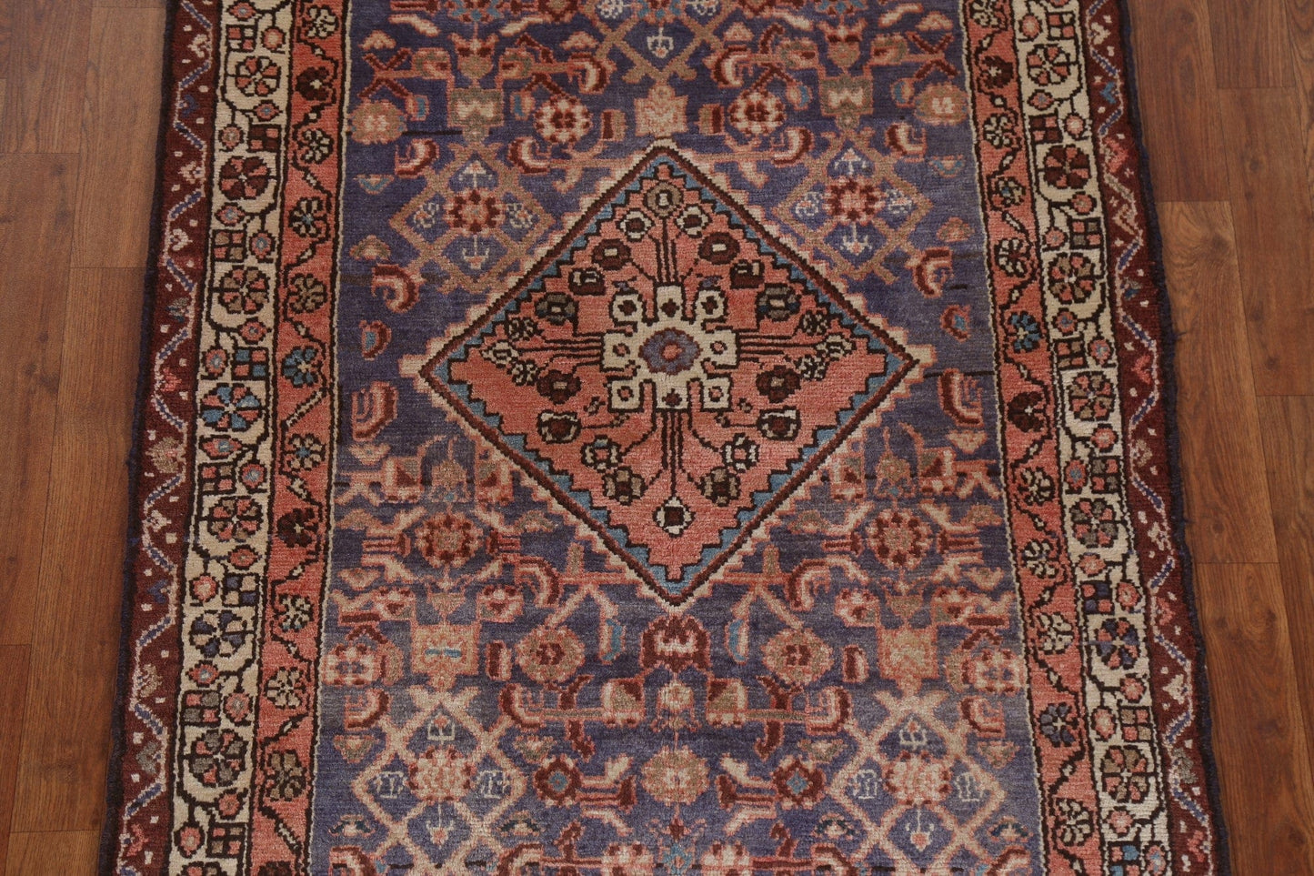 Vintage Wool Hamedan Persian Runner Rug 4x10