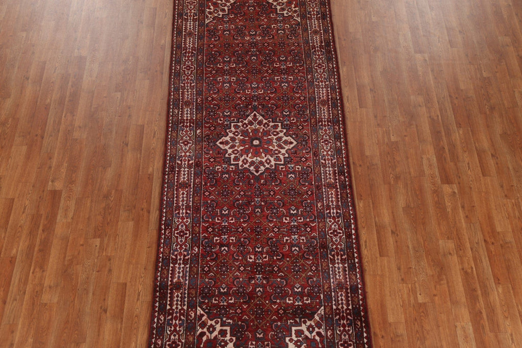 Geometric Wool Hamedan Persian Runner Rug 4x10