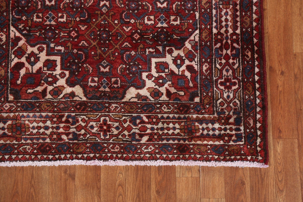 Geometric Wool Hamedan Persian Runner Rug 4x10