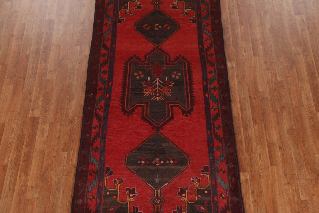 Red Geometric Meshkin Persian Runner Rug 4x9