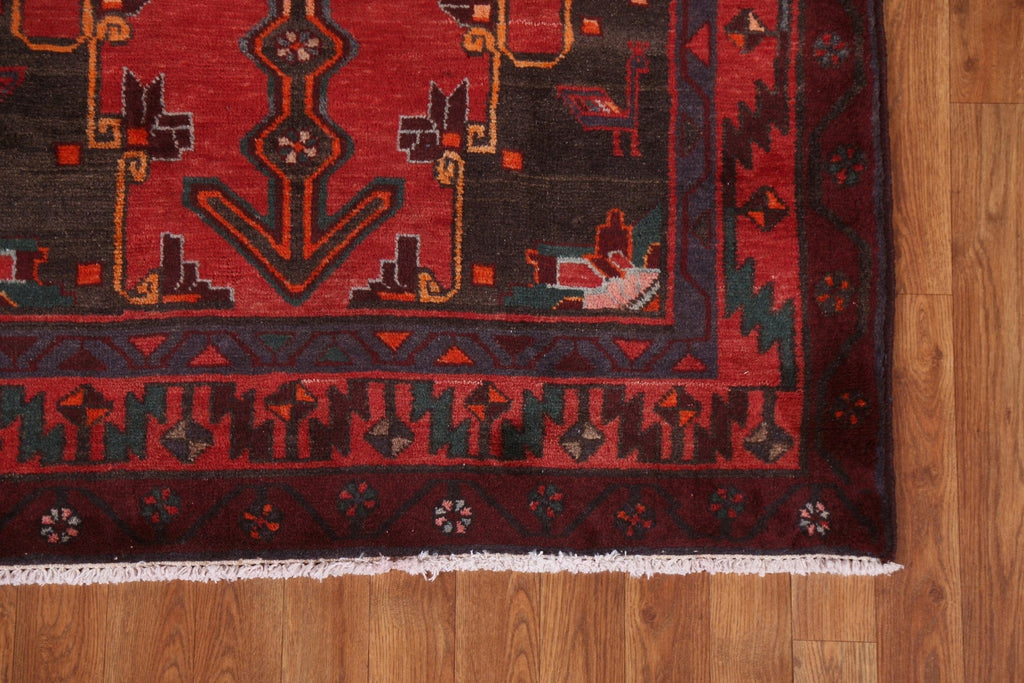 Red Geometric Meshkin Persian Runner Rug 4x9