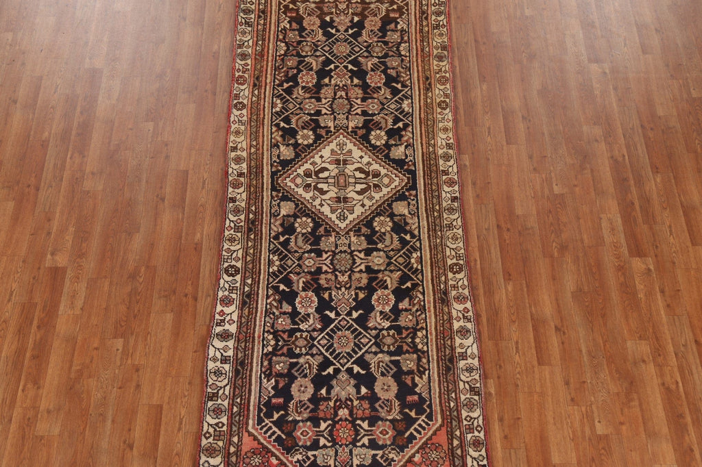 Vintage Wool Hamedan Persian Runner Rug 3x10