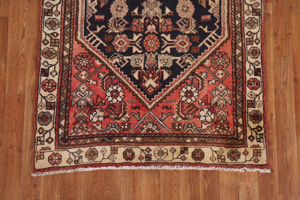 Vintage Wool Hamedan Persian Runner Rug 3x10