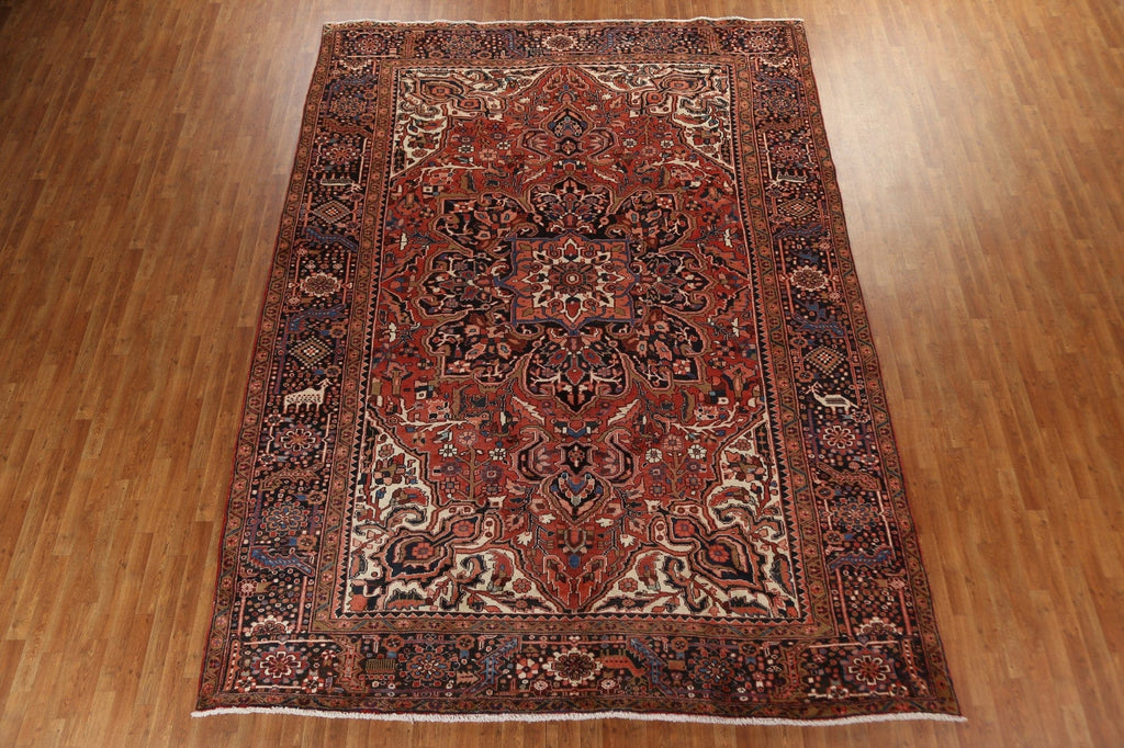 Vintage Geometric Heriz Persian Area Rug 10x13