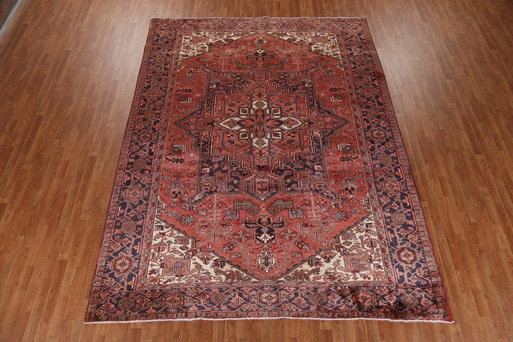 Vegetable Dye Geometric Heriz Persian Area Rug 9x12