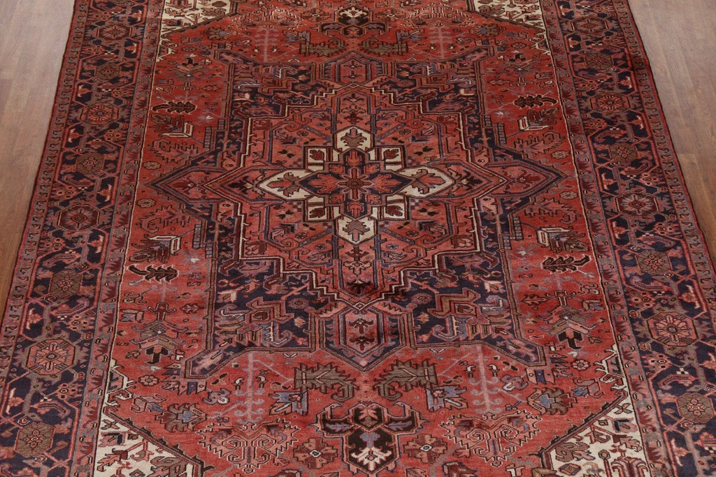 Vegetable Dye Geometric Heriz Persian Area Rug 9x12