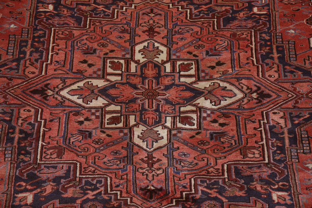 Vegetable Dye Geometric Heriz Persian Area Rug 9x12