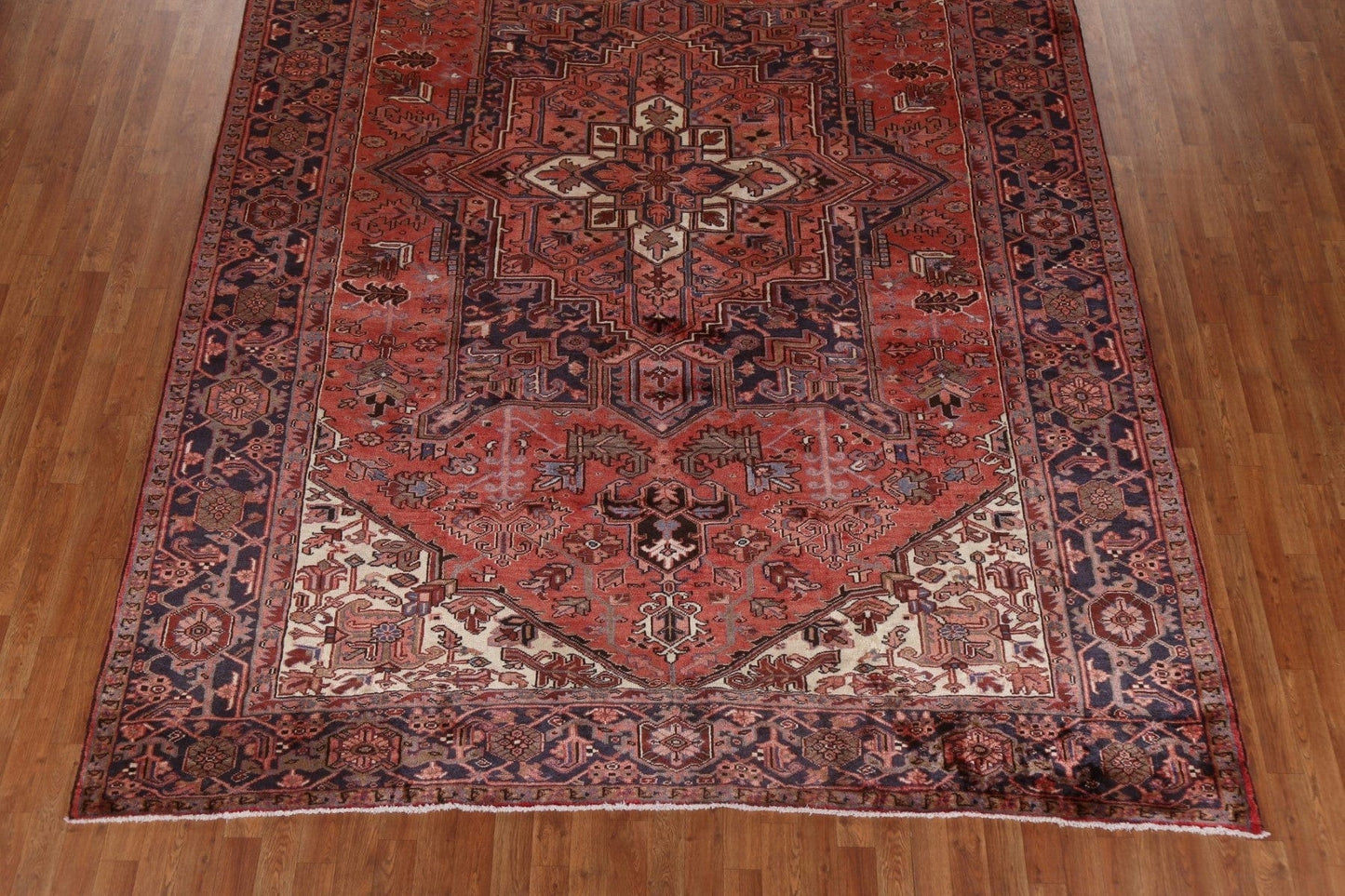 Vegetable Dye Geometric Heriz Persian Area Rug 9x12