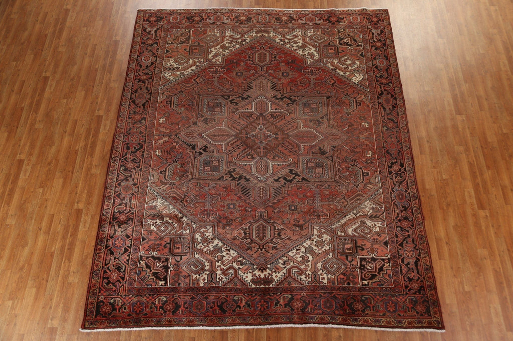 Geometric Wool Heriz Persian Area Rug 9x11