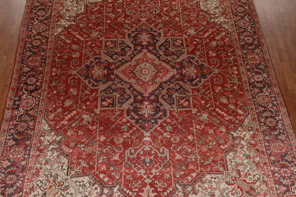 Vegetable Dye Wool Red Heriz Persian Area Rug 9x11