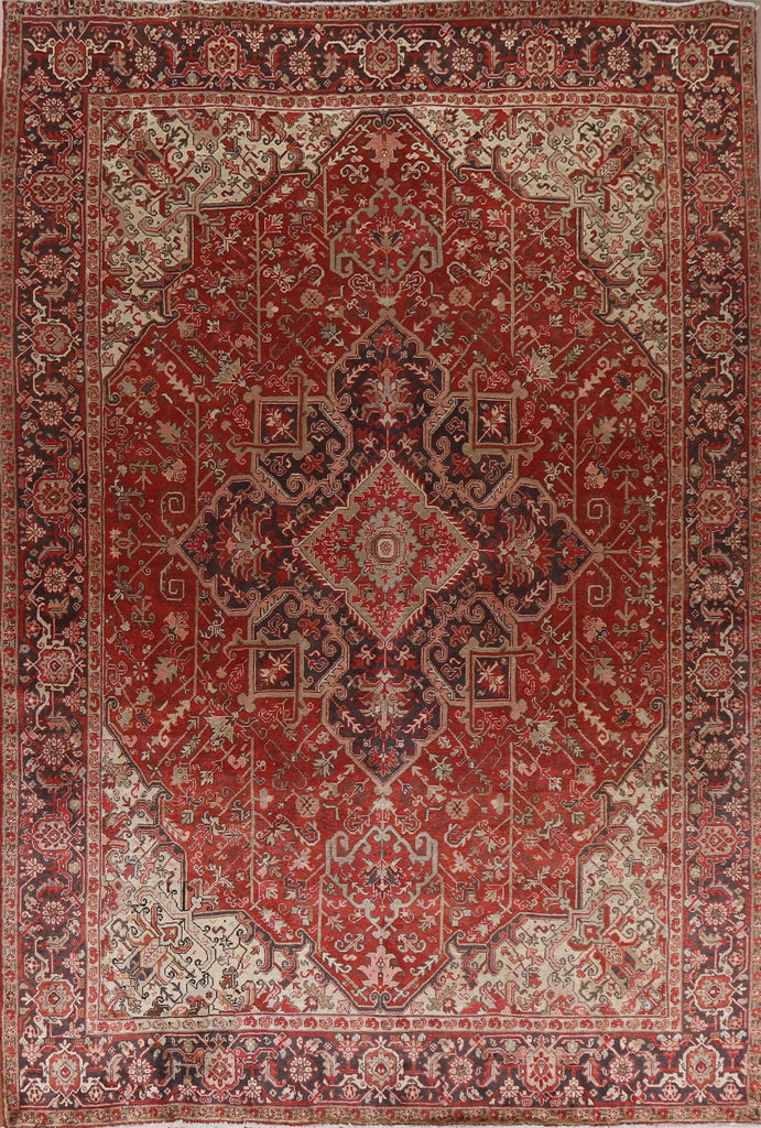 Vegetable Dye Wool Red Heriz Persian Area Rug 9x11