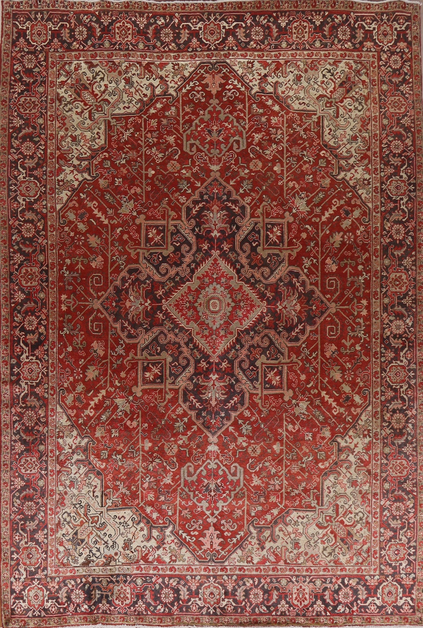 Vegetable Dye Wool Red Heriz Persian Area Rug 9x11