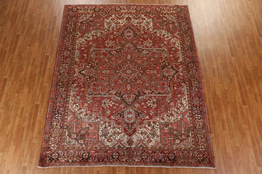 Geometric Wool Heriz Persian Area Rug 9x11