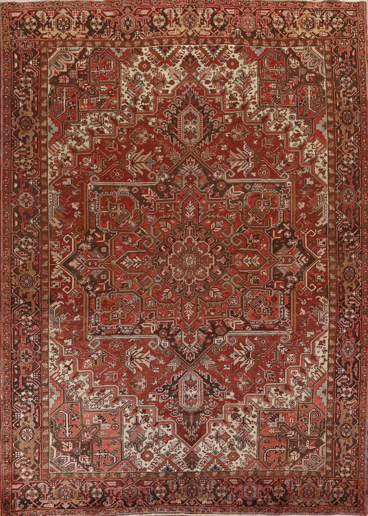 Geometric Wool Heriz Persian Area Rug 9x11