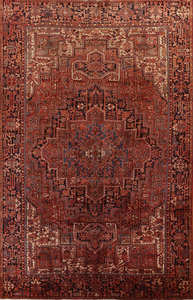 Geometric Wool Heriz Persian Area Rug 9x13