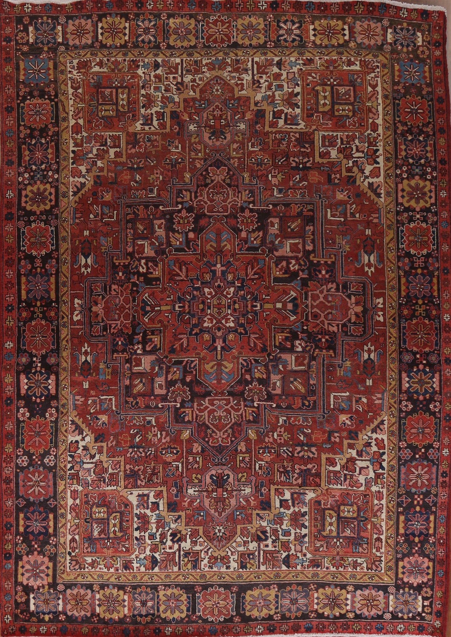 Geometric Wool Heriz Persian Area Rug 10x12