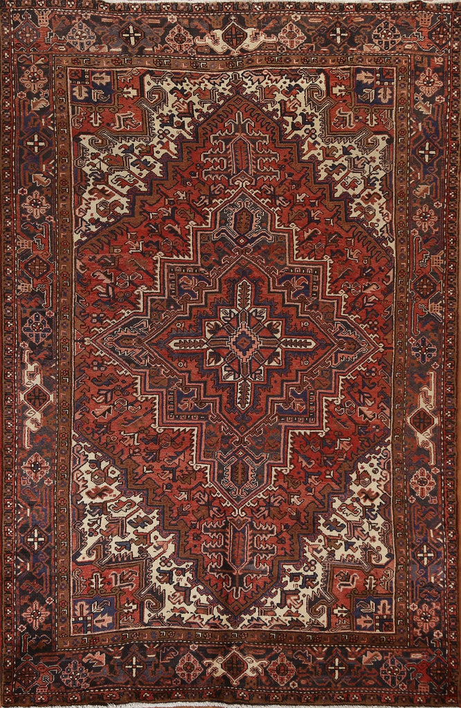 Vintage Wool Heriz Persian Area Rug 7x10