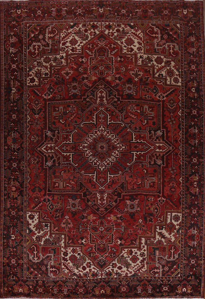 Hand-Knotted Wool Heriz Persian Area Rug 10x13