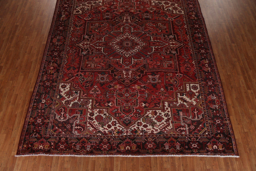 Hand-Knotted Wool Heriz Persian Area Rug 10x13