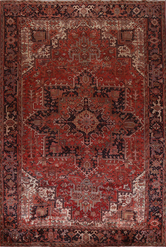 Red Geometric Heriz Persian Area Rug 10x13