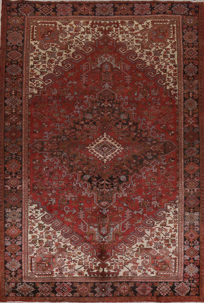 Red Wool Heriz Persian Area Rug 8x11