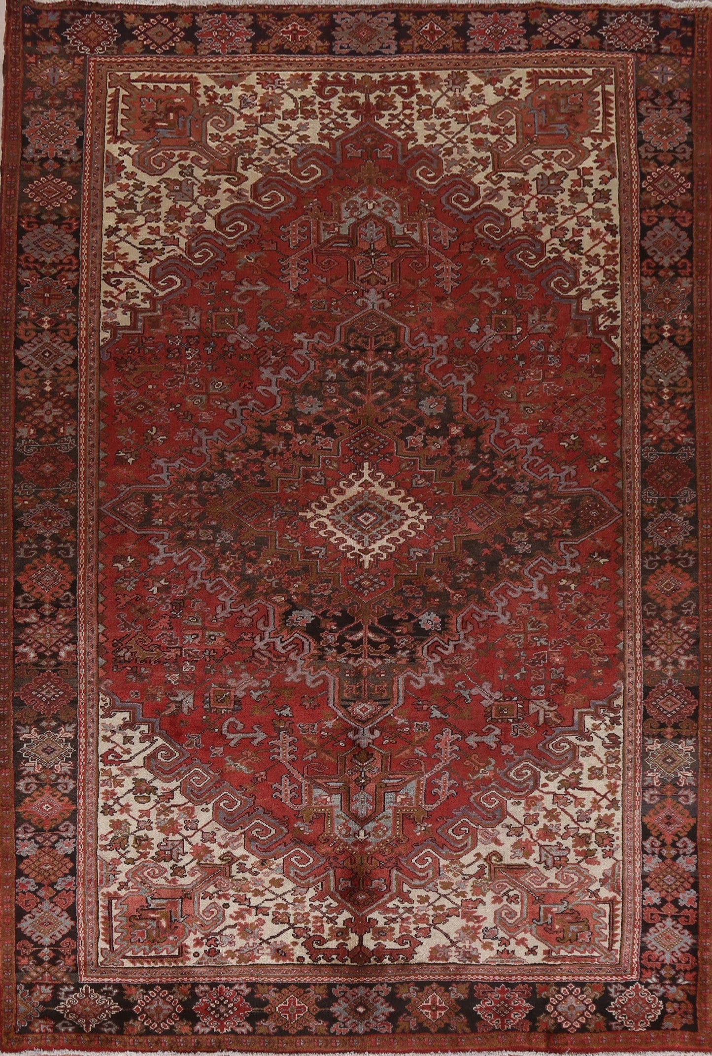 Red Wool Heriz Persian Area Rug 8x11