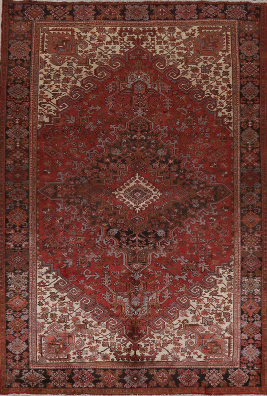 Red Wool Heriz Persian Area Rug 8x11