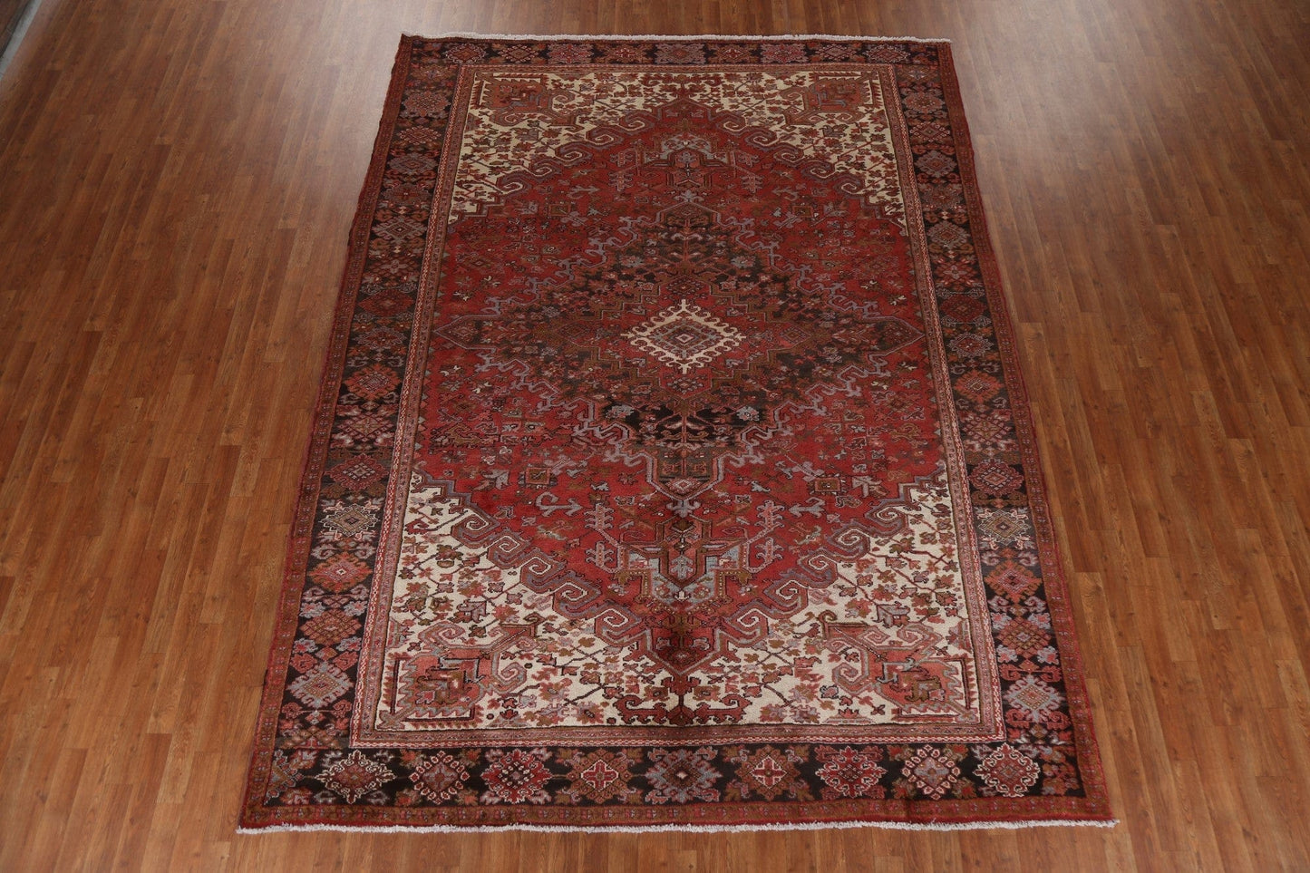 Red Wool Heriz Persian Area Rug 8x11