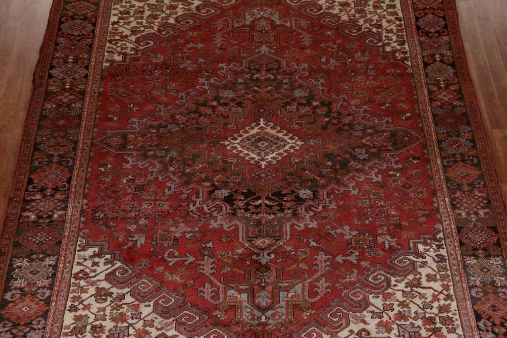 Red Wool Heriz Persian Area Rug 8x11