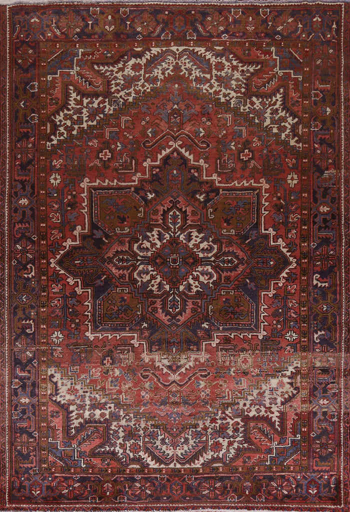 Hand-Knotted Heriz Persian Area Rug 8x11