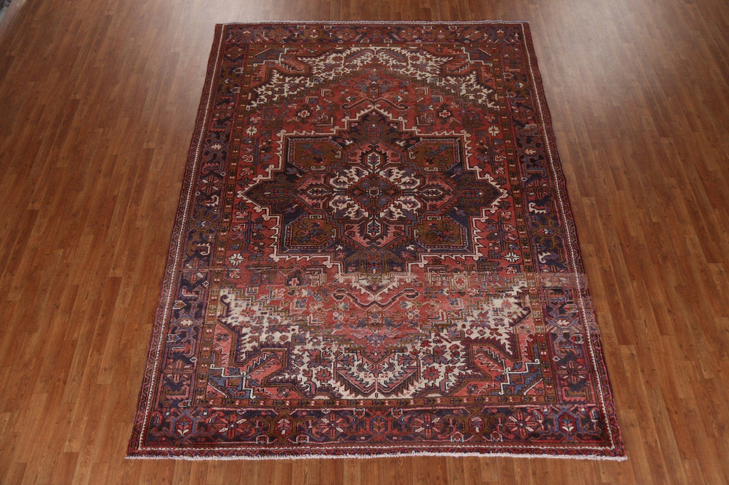 Hand-Knotted Heriz Persian Area Rug 8x11