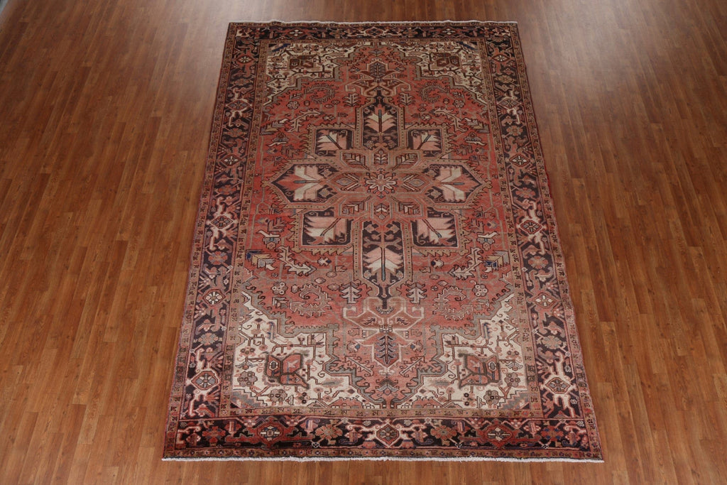 Handmade Wool Heriz Persian Area Rug 7x11