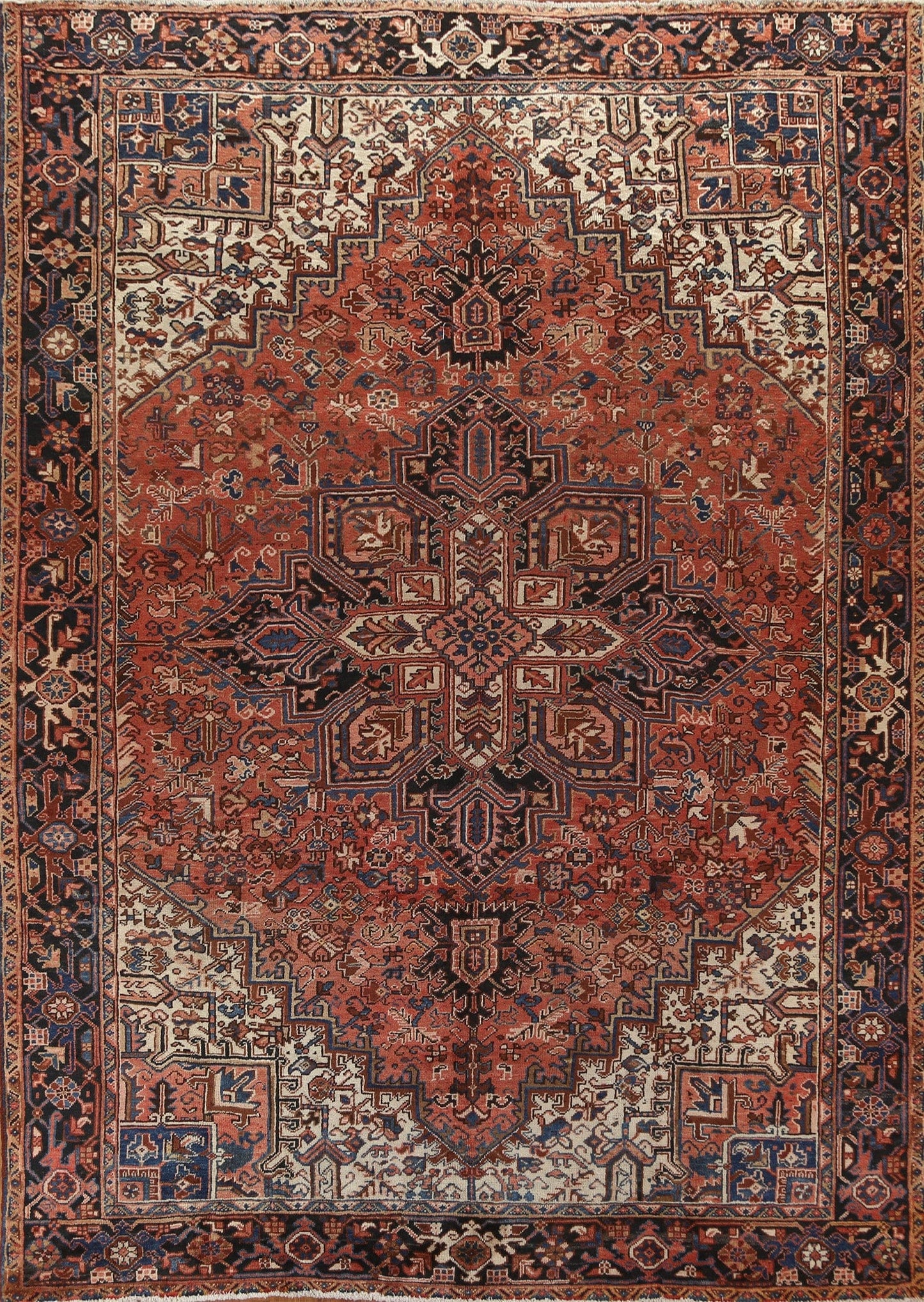 Geometric Wool Heriz Persian Area Rug 9x11