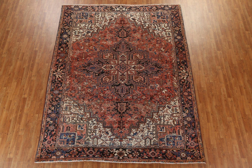 Geometric Wool Heriz Persian Area Rug 9x11