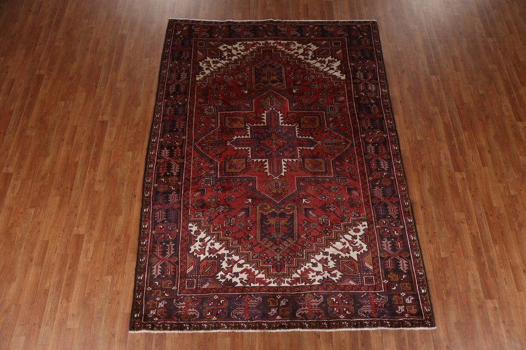 Red Geometric Heriz Persian Area Rug 7x9