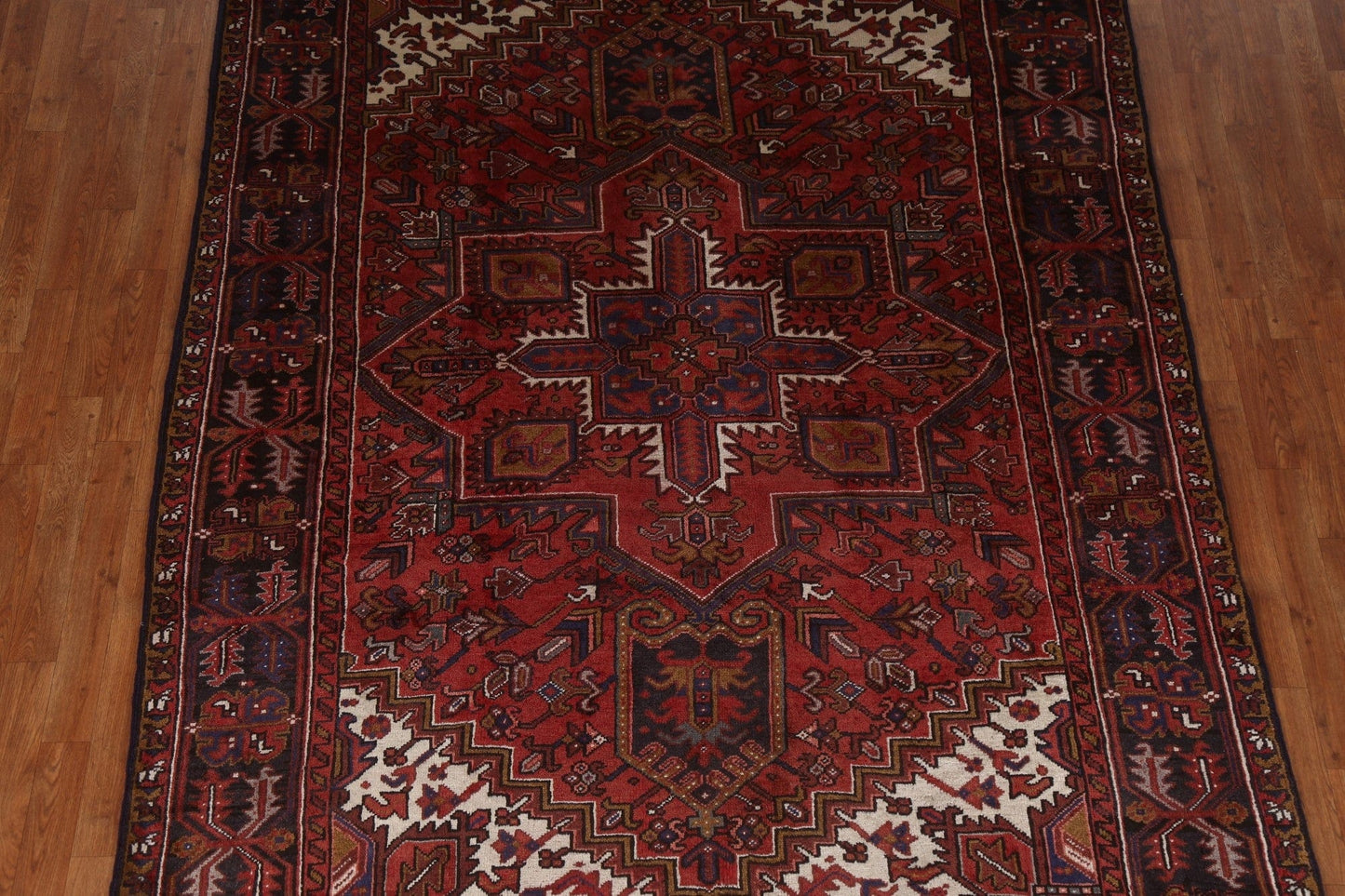 Red Geometric Heriz Persian Area Rug 7x9