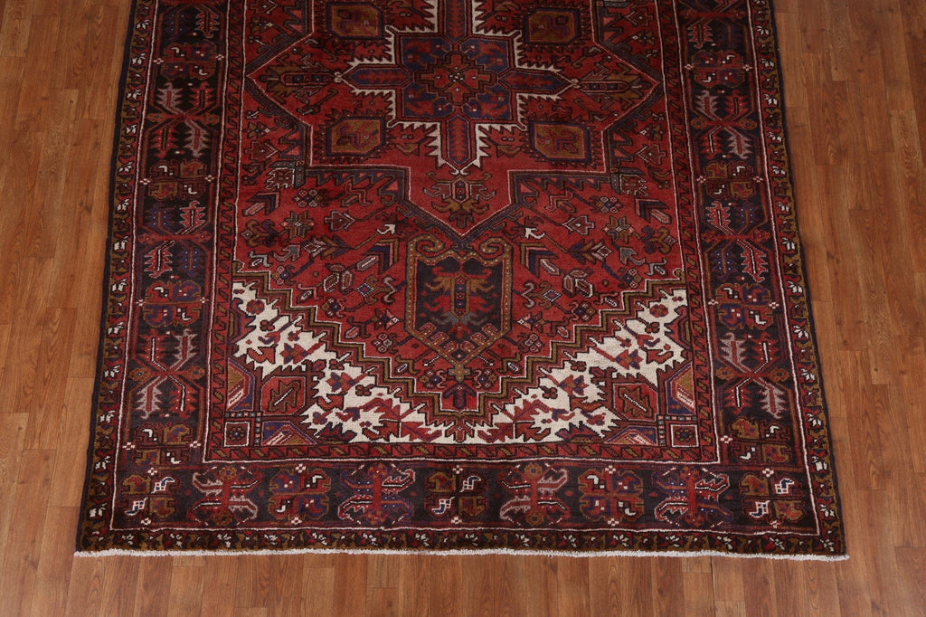 Red Geometric Heriz Persian Area Rug 7x9