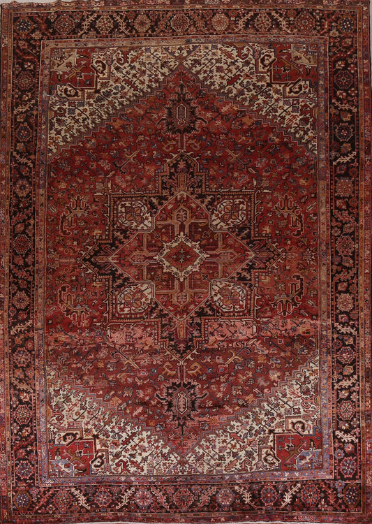 Red Geometric Heriz Persian Area Rug 10x12